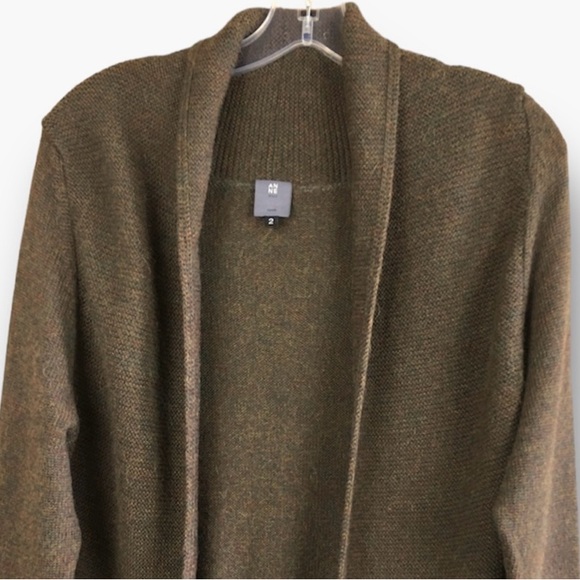 ANNE WILLI Paris 100% Alpaca Open Front Cardigan In Military Green Size 2 - Picture 4 of 9